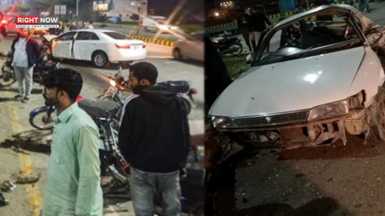 لاہور لبرٹی چوک حادثہ، 3 گاڑیاں ٹکرائیں، 6 افراد زخمی